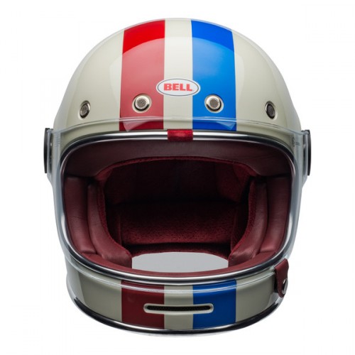 Bell Cruiser 2022 Bullitt Adult Helmet (Command Gloss Vintage White/Oxblood/Blue)