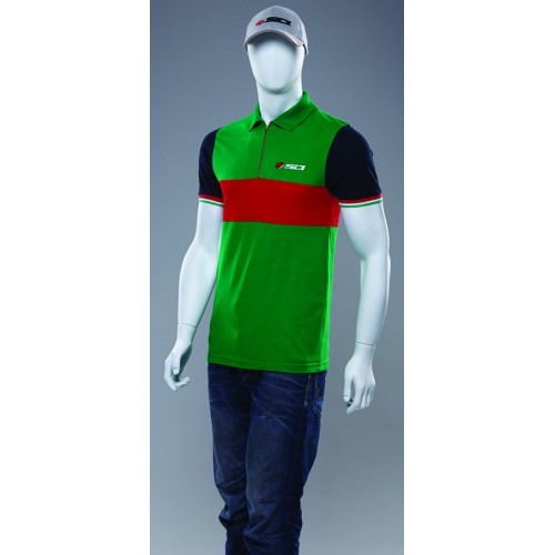 Sidi Casuals Polo Shirt-Zipper Neck Green/Red