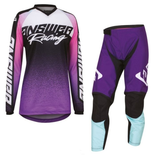 Answer Lady Syncron Prism Motocross Pant & Jersey Kit Purple/Seafoam, XS Answer Lady Syncron Prism Motocross Pant & Jersey Kit Purple/Seafoam, XS