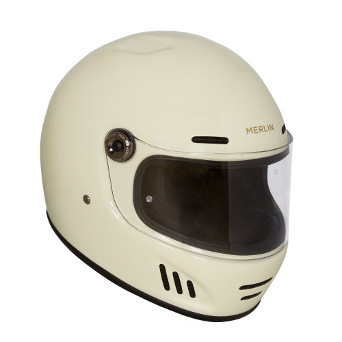 Merlin Revival Vintage Full Face Helmet - Vintage White - Merlin Revival Vintage Full Face Helmet - Vintage White -